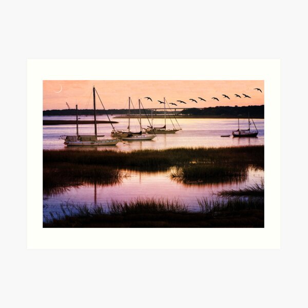 Boats at Anchor ~ Evening Tranquility Art Print