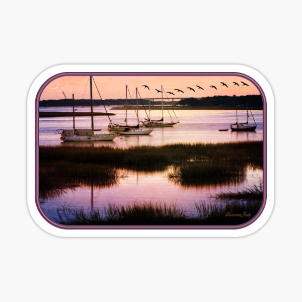 Boats at Anchor ~ Evening Tranquility Sticker