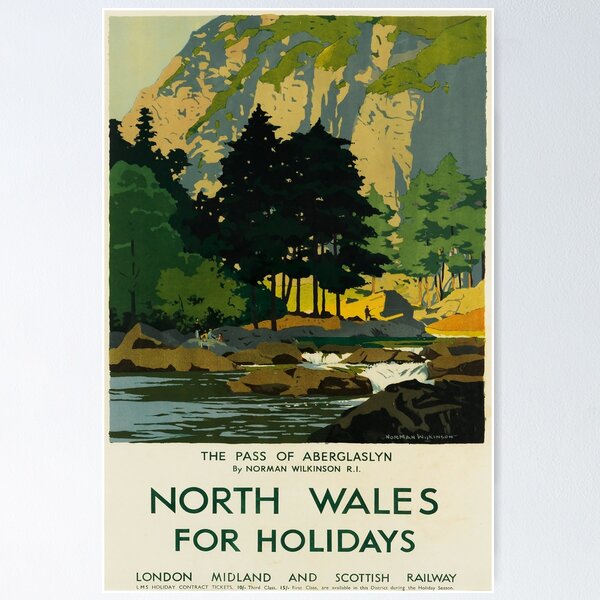 Item preview, North Wales for Holidays vintage travel poster designed and sold by stickart-marek.