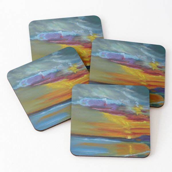 Item preview, Wild Sunset. The brilliant sun sinks behind the mountain and shines reflections across the ocean and beach in all of its colorful glory.  designed and sold by jennyleeandjim.