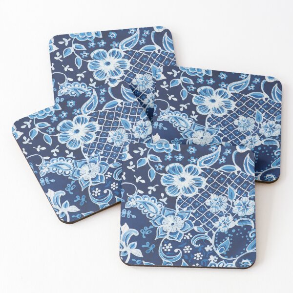 Item preview, Floral Batik in Indigo Blue designed and sold by Leslie Rogers Todder.