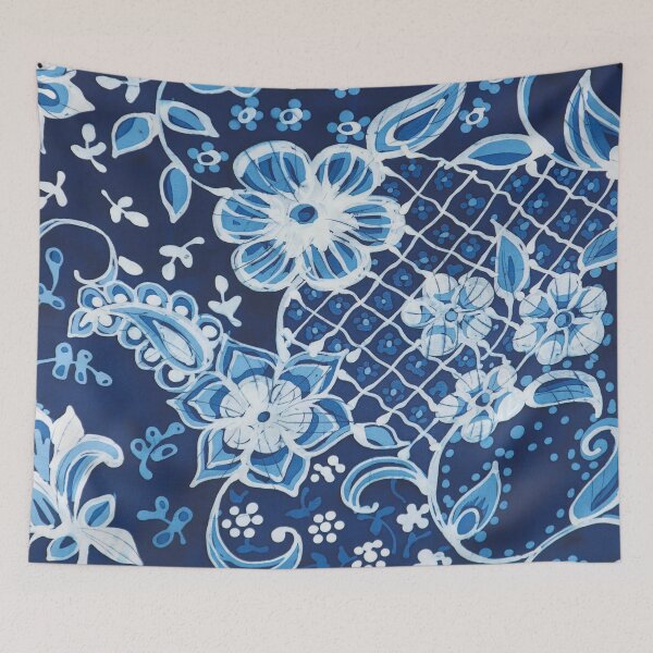 Item preview, Floral Batik in Indigo Blue designed and sold by Leslie Rogers Todder.