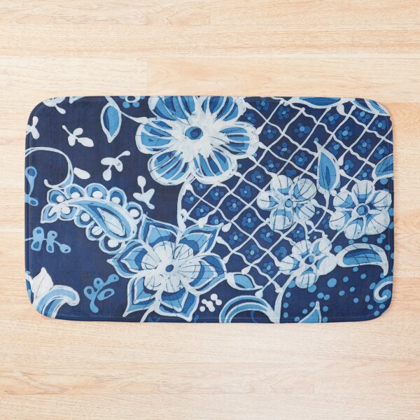 Item preview, Floral Batik in Indigo Blue designed and sold by Leslie Rogers Todder.
