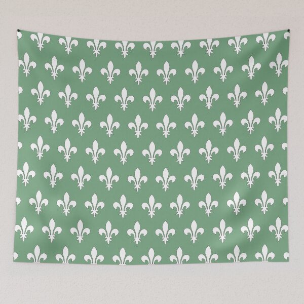 Item preview, French Fleur de Lis Pattern / Green Background designed and sold by FuzzyHoney.