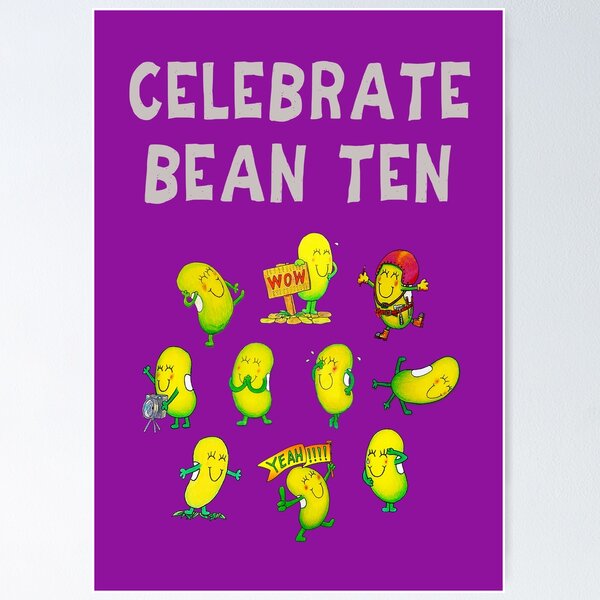 Item preview, Happy 10th Birthday card - Celebrate Bean Ten designed and sold by Justbeanhappy.