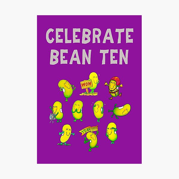 Item preview, Happy 10th Birthday card - Celebrate Bean Ten designed and sold by Justbeanhappy.