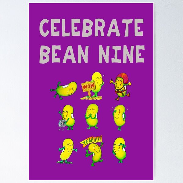 Item preview, Happy 9th Birthday card - Celebrate Bean Nine designed and sold by Justbeanhappy.