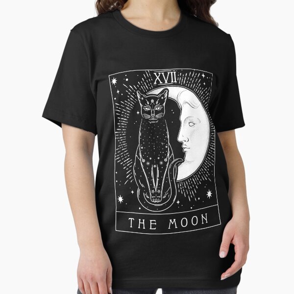 Vista previa del artículo con la obra «Tarot Card Crescent Moon y Cat Graphic», diseñado y vendido por Dezutterkenny.