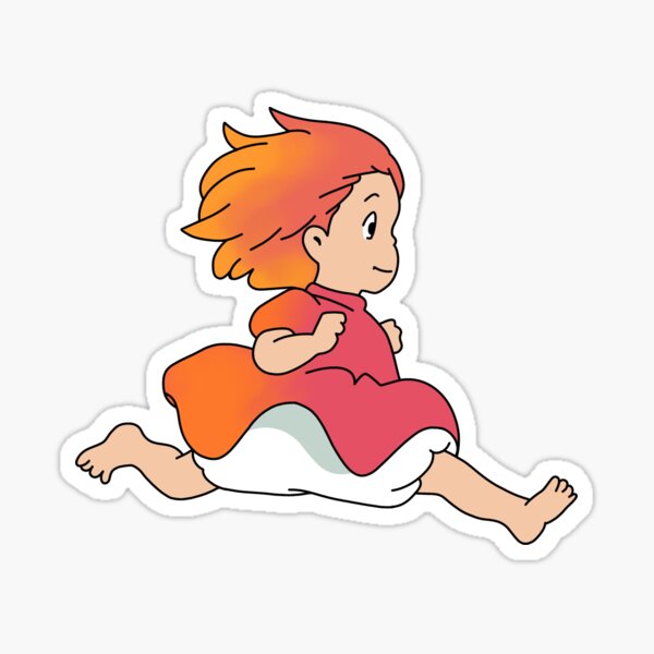 Running Ponyo Studio Ghibli Sticker