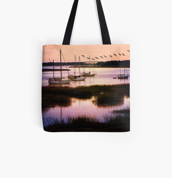 Boats at Anchor ~ Evening Tranquility All Over Print Tote Bag