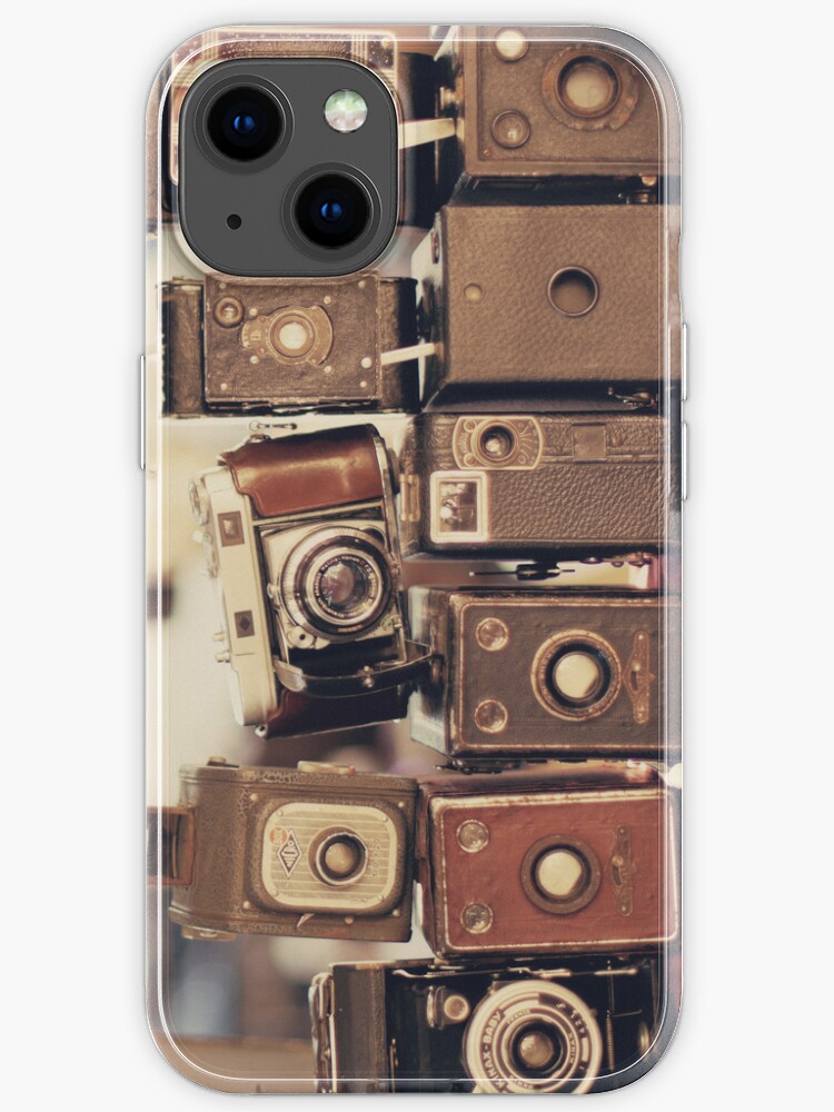 Cámara vintage para iPhone 11 Pro e imagen de lente retro con funda azul  pastel