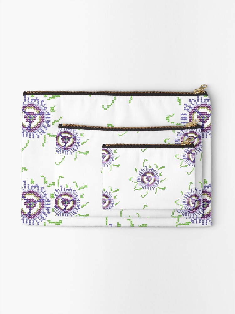 Alternate view of Passioned Flower knit stitch logo Zipper Pouch