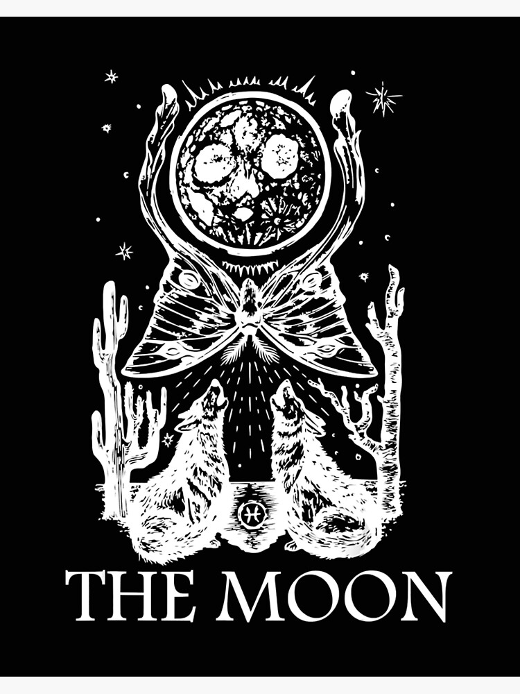 Gothic Throw Pillow / the Moon Tarot Card / 4 Sizes Available 