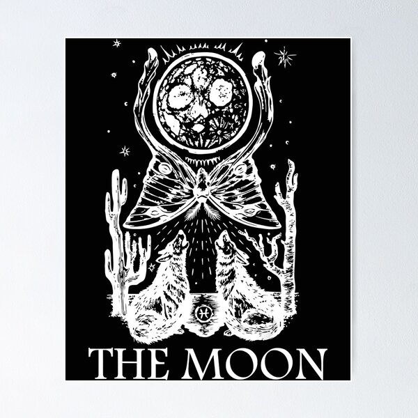 Gothic Throw Pillow / the Moon Tarot Card / 4 Sizes Available 