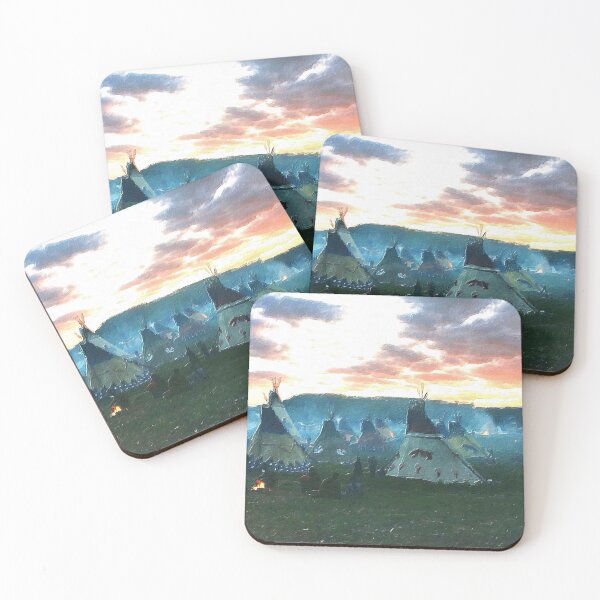 Item preview, Native indian camp at sundown designed and sold by celinebisson.