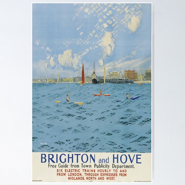Item preview, Brighton and Hove vintage travel poster designed and sold by stickart-marek.