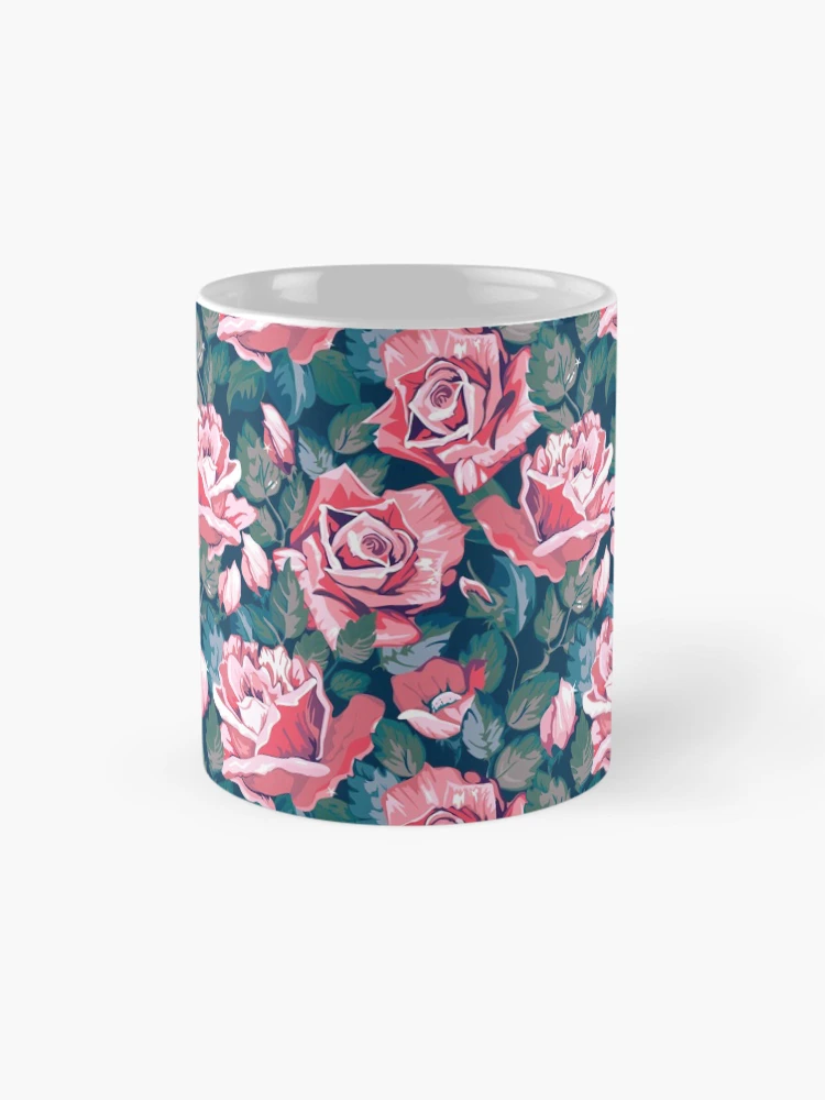 Thumbnail 4 of 6, Coffee Mug, Pink Roses Floral Flower Pattern designed and sold by CallaStatements.