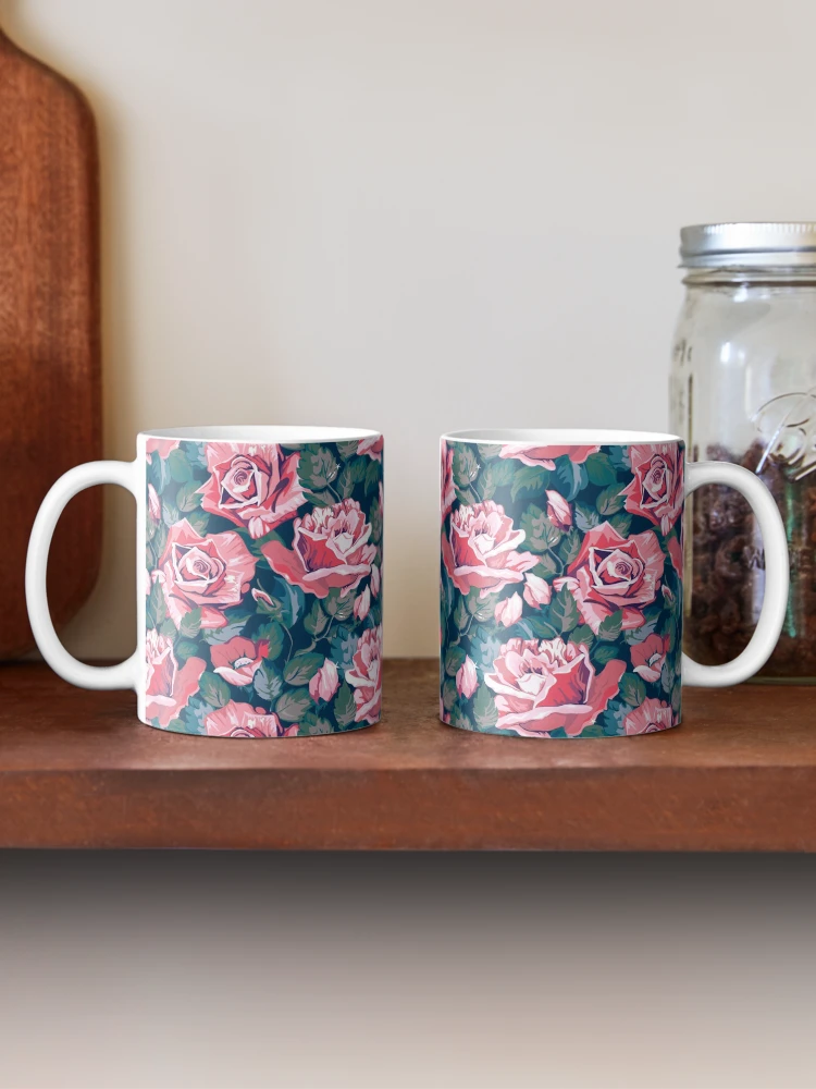 Thumbnail 2 of 6, Coffee Mug, Pink Roses Floral Flower Pattern designed and sold by CallaStatements.