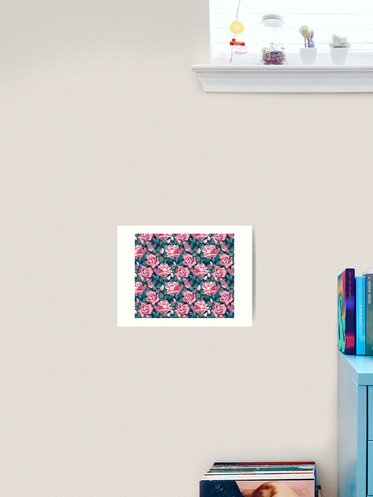 Thumbnail 2 of 3, Art Print,  Pink Roses Floral Flower Pattern designed and sold by CallaStatements.