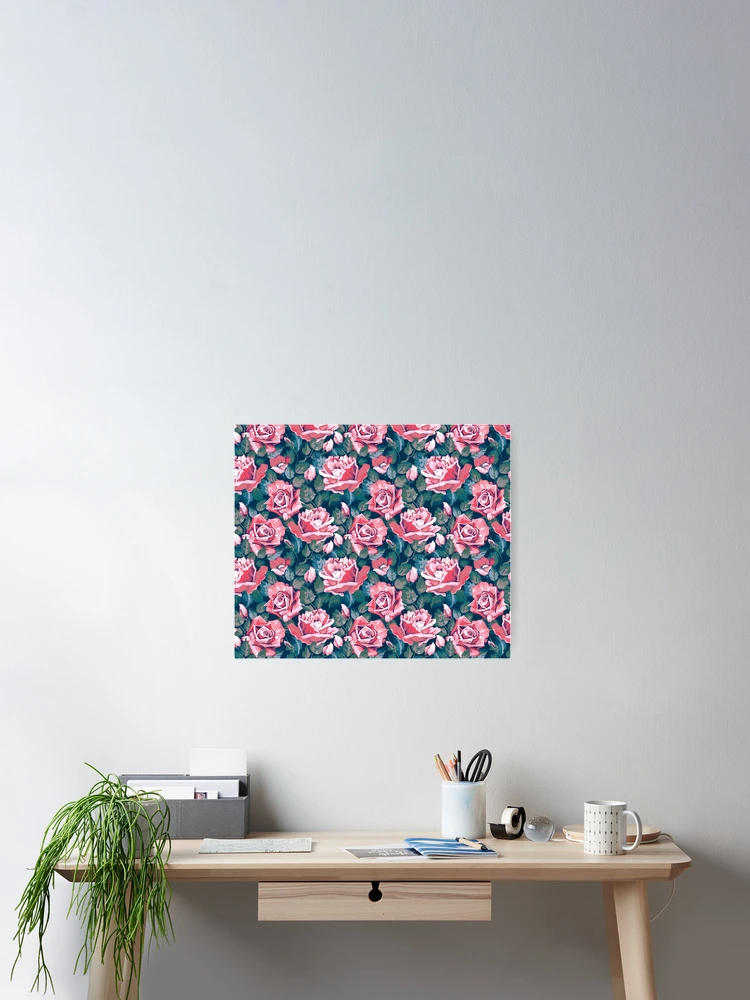 Thumbnail 2 of 3, Poster, Pink Roses Floral Flower Pattern designed and sold by CallaStatements.