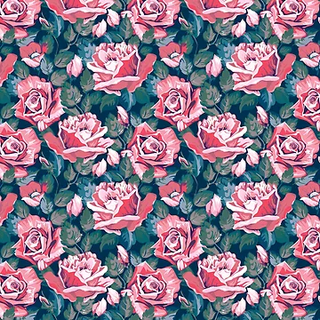 Artwork thumbnail, Pink Roses Floral Flower Pattern by CallaStatements
