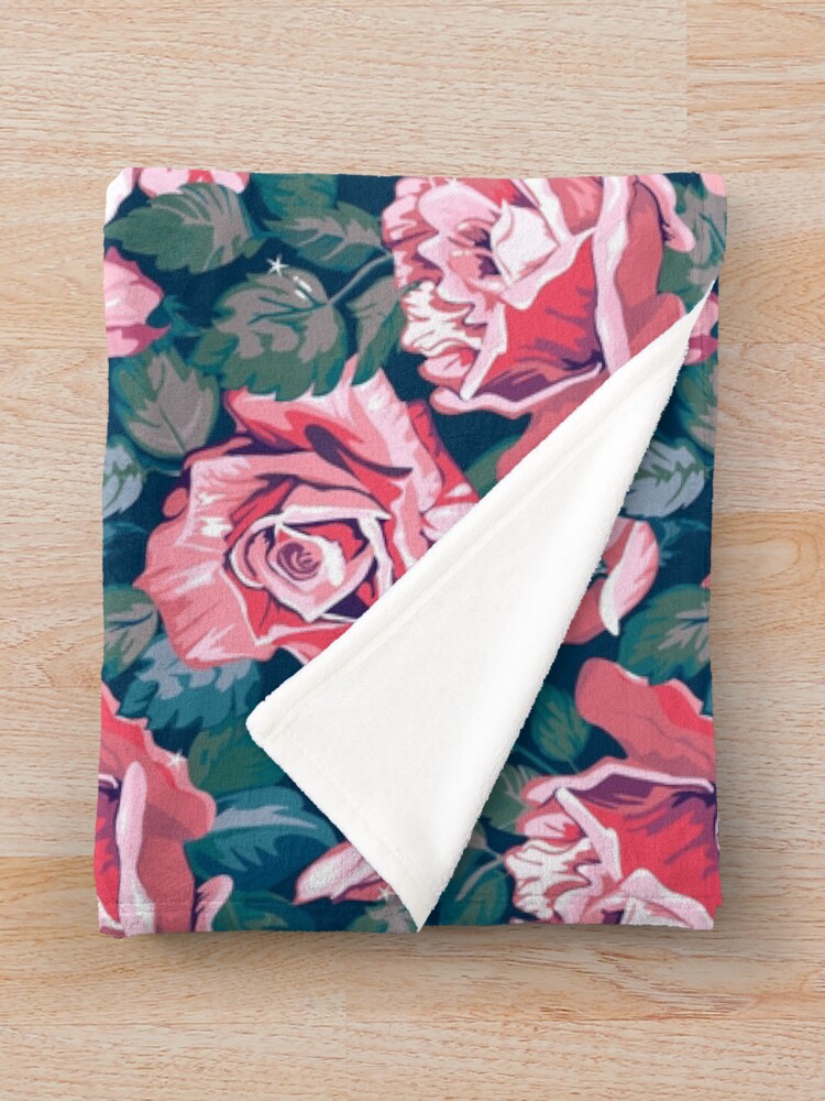 Thumbnail 3 of 6, Throw Blanket,  Pink Roses Floral Flower Pattern designed and sold by CallaStatements.