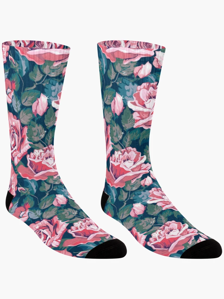 Thumbnail 3 of 5, Socks, Pink Roses Floral Flower Pattern designed and sold by CallaStatements.