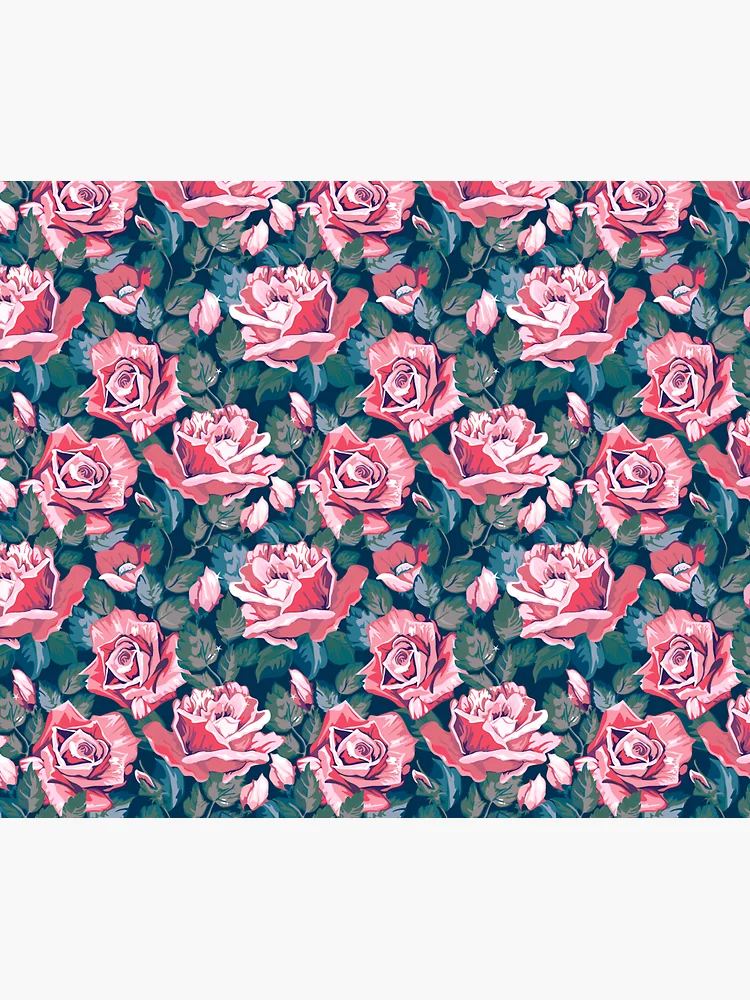 Thumbnail 3 of 3, Magnet,  Pink Roses Floral Flower Pattern designed and sold by CallaStatements.