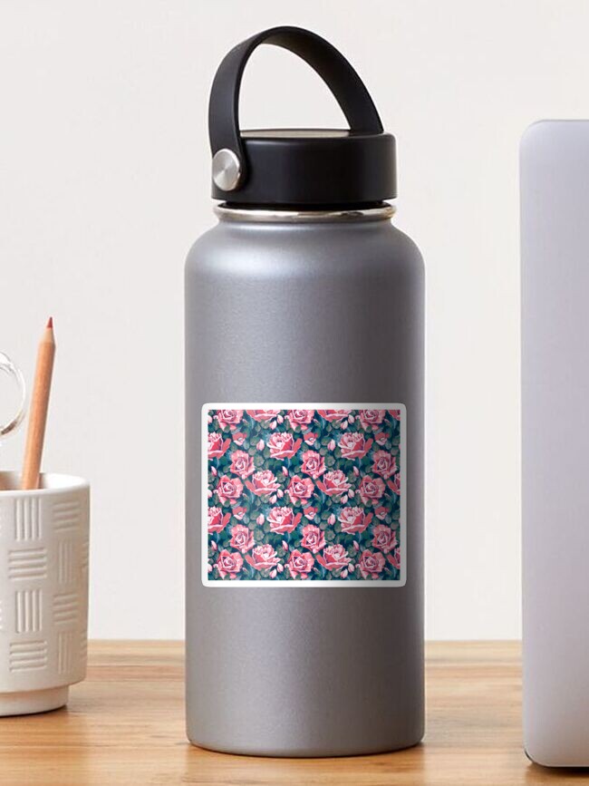 Thumbnail 1 of 3, Sticker, Pink Roses Floral Flower Pattern designed and sold by CallaStatements.