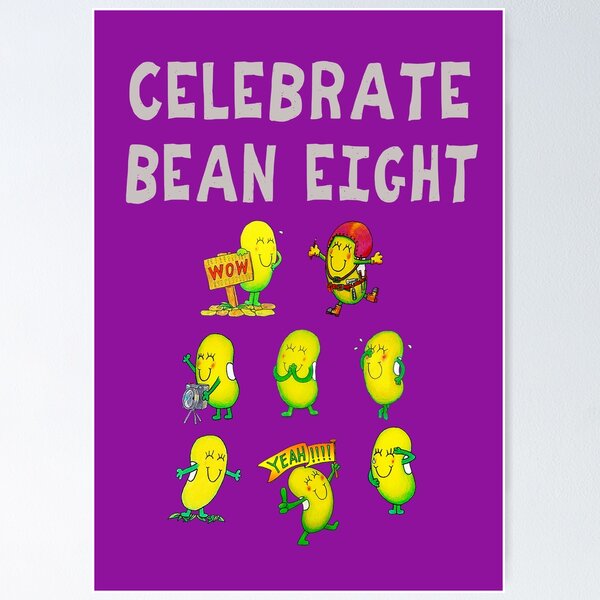 Item preview, Happy 8th Birthday card - Celebrate Bean Eight designed and sold by Justbeanhappy.