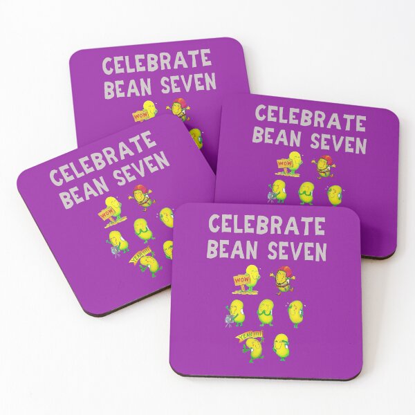 Item preview, Happy 7th Birthday card - Celebrate Bean Seven designed and sold by Justbeanhappy.