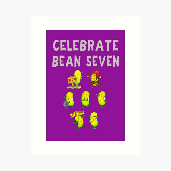 Item preview, Happy 7th Birthday card - Celebrate Bean Seven designed and sold by Justbeanhappy.