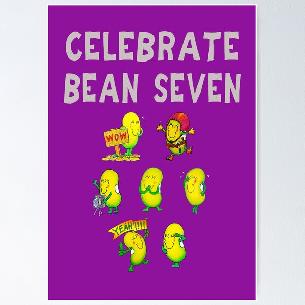 Item preview, Happy 7th Birthday card - Celebrate Bean Seven designed and sold by Justbeanhappy.