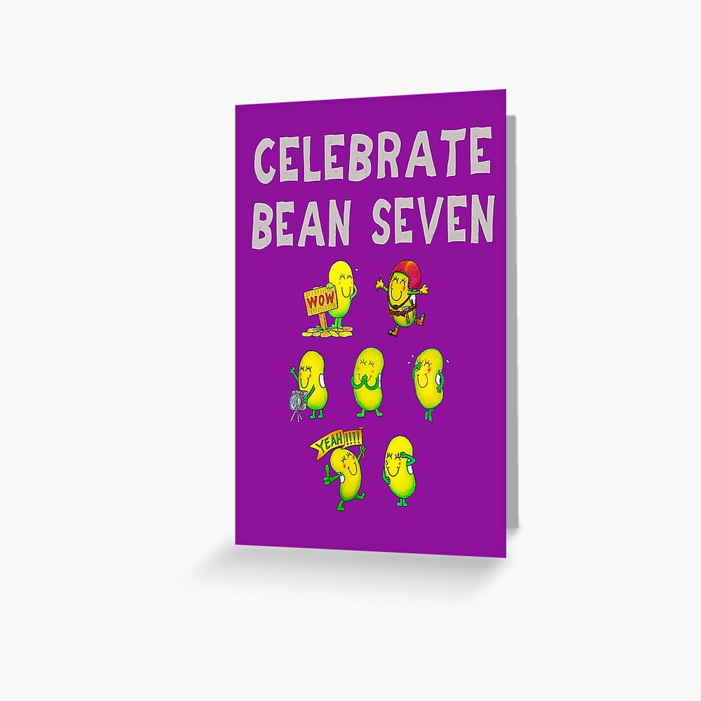 happy-7th-birthday-card-celebrate-bean-seven-greeting-card-for-sale