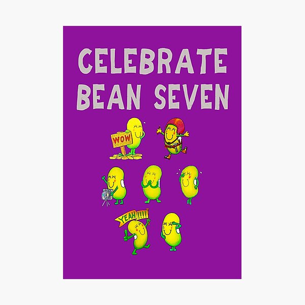 Item preview, Happy 7th Birthday card - Celebrate Bean Seven designed and sold by Justbeanhappy.