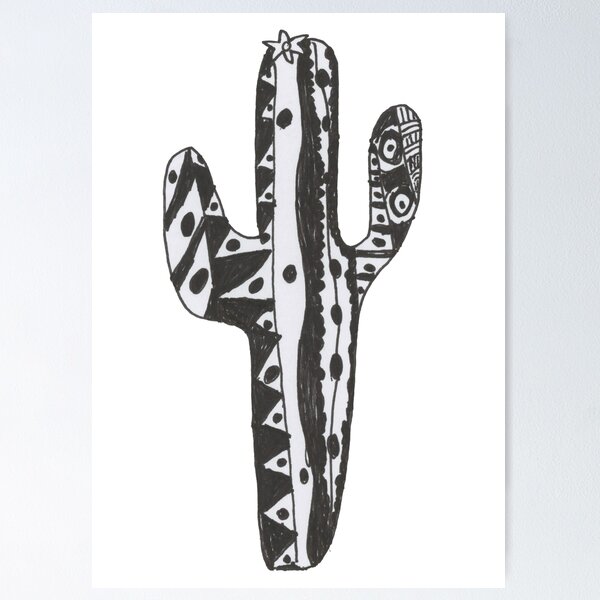 Item preview, black and white cactus designed and sold by maimairo.