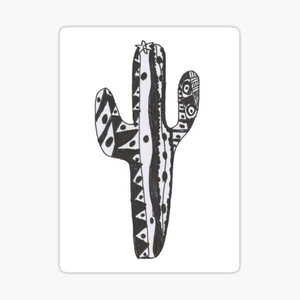 black and white cactus Sticker