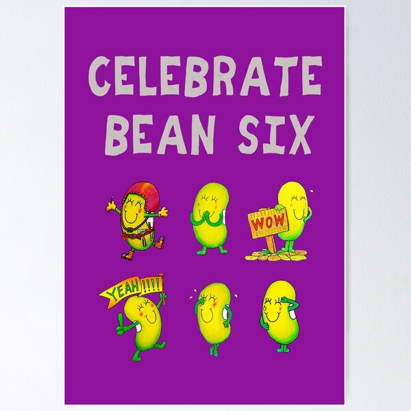 Item preview, Happy 6th Birthday card - Celebrate Bean six designed and sold by Justbeanhappy.
