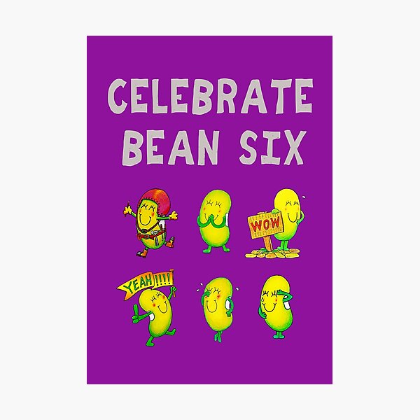 Item preview, Happy 6th Birthday card - Celebrate Bean six designed and sold by Justbeanhappy.