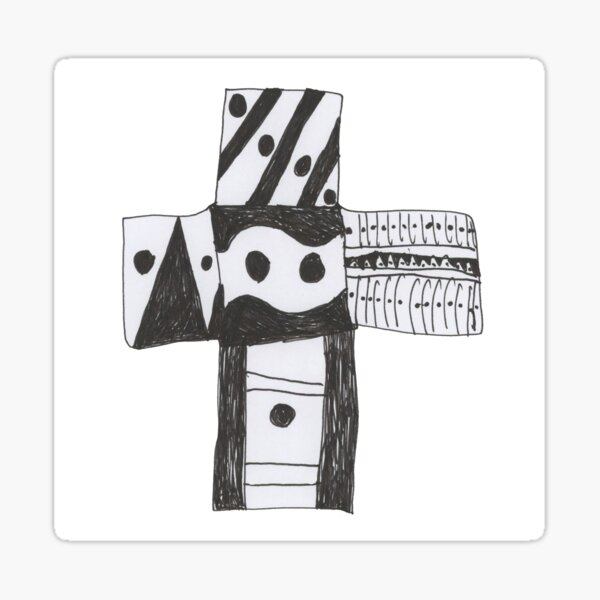 black and white cross Sticker