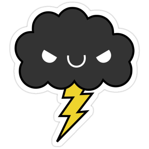 cloud kawaii storm evil happy stickers adorable sticker hellohappy redbubble