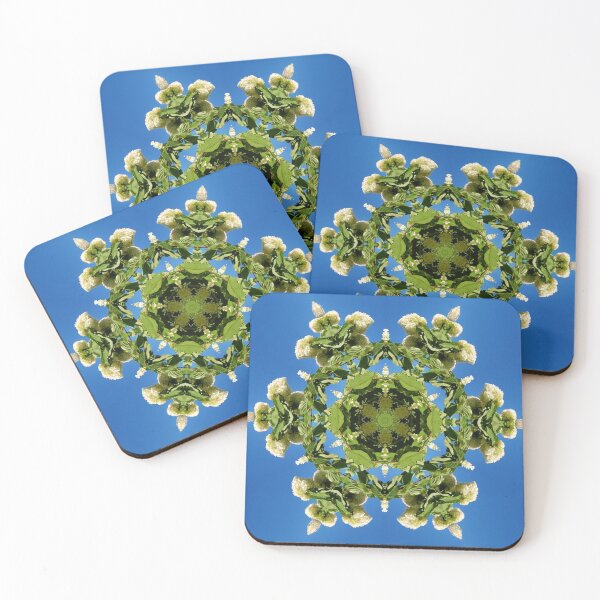 Item preview, Hydrangea kaleidoscope - white flowers, green leaves, blue sky 161134 k6 designed and sold by rvjames.