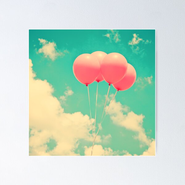 Item preview, Globos en el cielo (globos rosas en cielo azul retro) designed and sold by Caroline Mint.