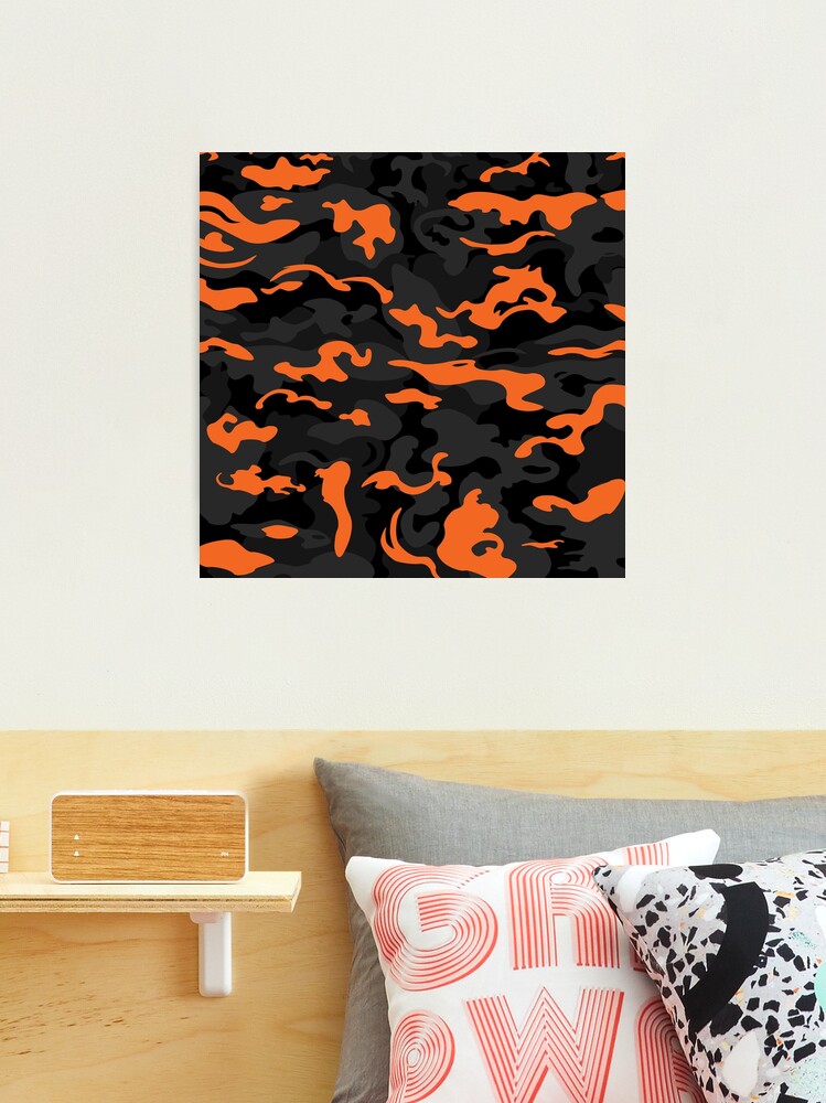 Camo Style - Black Orange Camouflage | Photographic Print