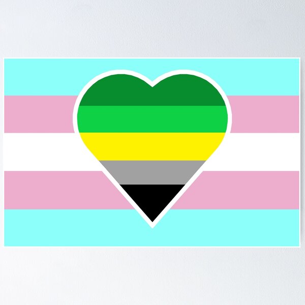 Item preview, Transgender Pride Flag with Aromantic Heart (Yellow-Stripe Variant) designed and sold by DisneyFanatic23.