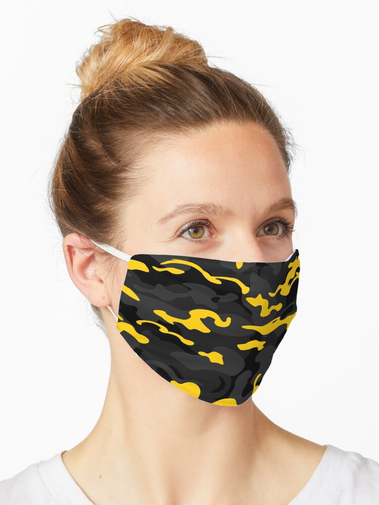 Download Camo Style Black And Yellow Camouflage Mask By Rclwow Redbubble PSD Mockup Templates