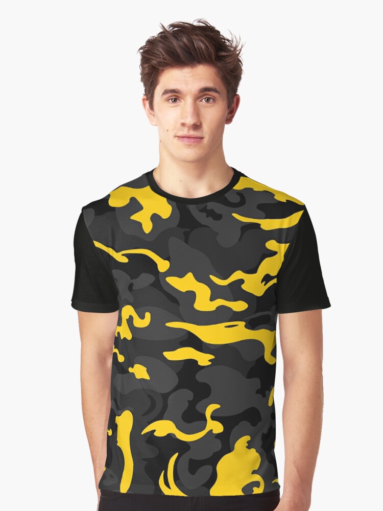 Camo Style - Black and Yellow Camouflage Graphic T-Shirt for Sale