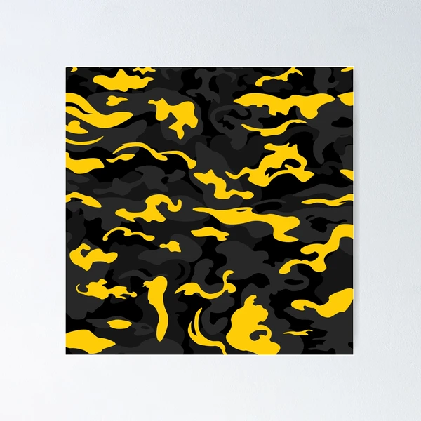 Camo Style - Black and Yellow Camouflage Poster for Sale by