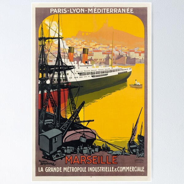 Item preview, PLM Marseille vintage travel poster designed and sold by stickart-marek.