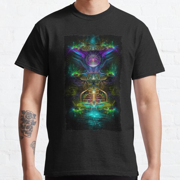Neon1 Visionary fractal art Classic T-Shirt